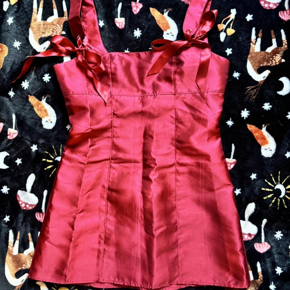 Red and pink mini dress